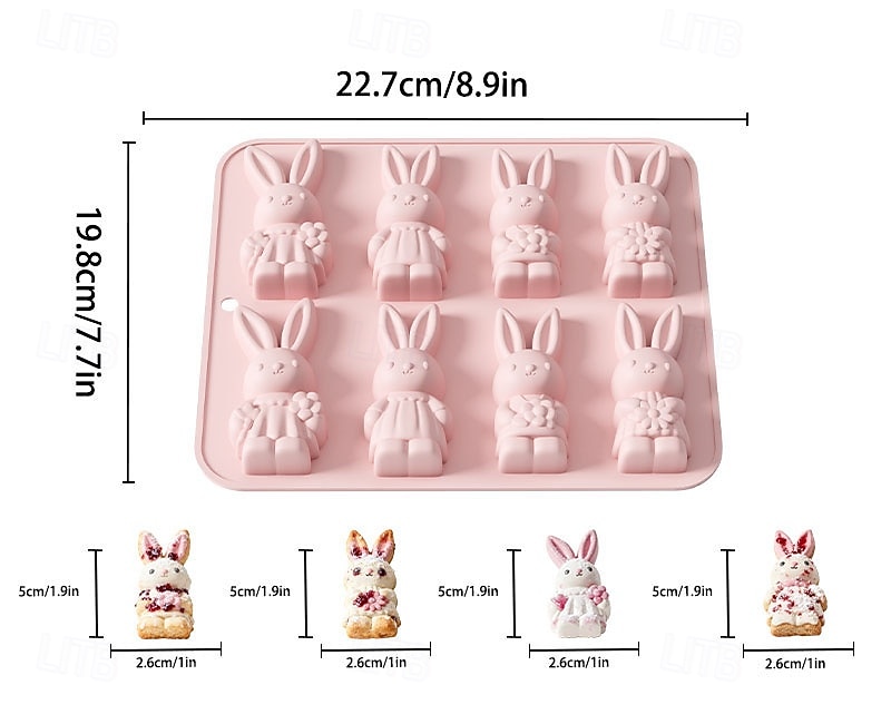 Easter Bunny Silicone Molds, 3D Bunny Chocolate Mold Easter Rabbit Mould, Suitable for Making Easter Treats, Baking, Cakes, Jellies, Ideal for Easter Party & Home DIY Crafts 2026 - $10.49 –P7