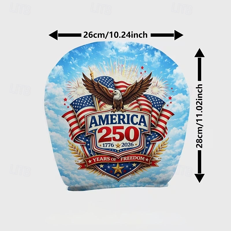 2026年 2個のアメリカ国旗独立プリントの車のヘッドレストカバー、高弾性設計で詰め物のないシート保護、車のシートヘッドレストカバー、車用シートクッション、愛国的なテーマ、車の内装  コレクション – $9.49 –P27