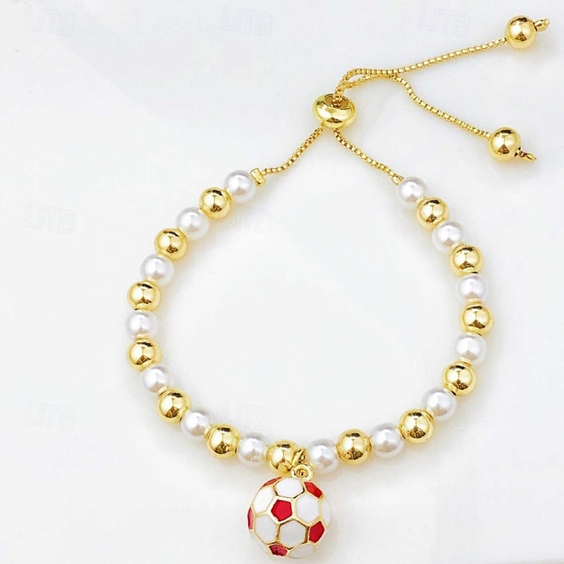 Pearl Thick Chain Soccer Fashion Personalized Copper Bracelet Jewelry 1# / 2# / 3# For Daily Gift Holiday 2026 - $12.99 –P3