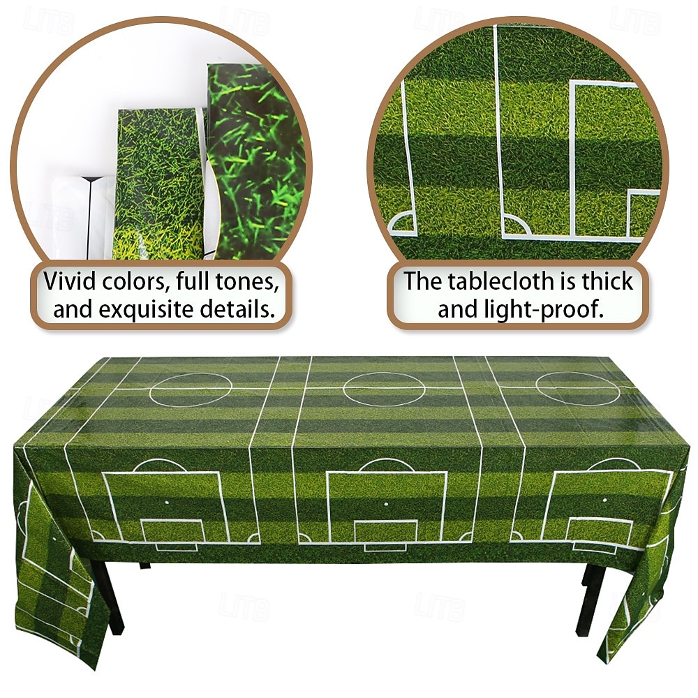 طقم من 3 مفارش طاولة لكرة القدم، مناسبة لمباريات الصيف العالمية، مقاس 54 × 108 بوصة، غطاء طاولة من البولي إيثيلين المقاوم للماء للاستخدام مرة واحدة، زينة طاولة لحفلات ذات طابع رياضي، مثالية لأعياد 2026 - $20.99 –P5