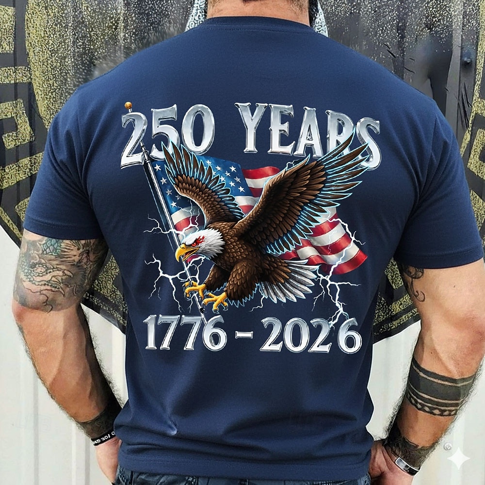 4 luglio 2026 250° Giorno della Memoria Maglietta a Maniche Corte con Stampa 3D Bandiera USA Collo Rotondo da Uomo Quotidiano Street del 2026 a $21.99 –P1