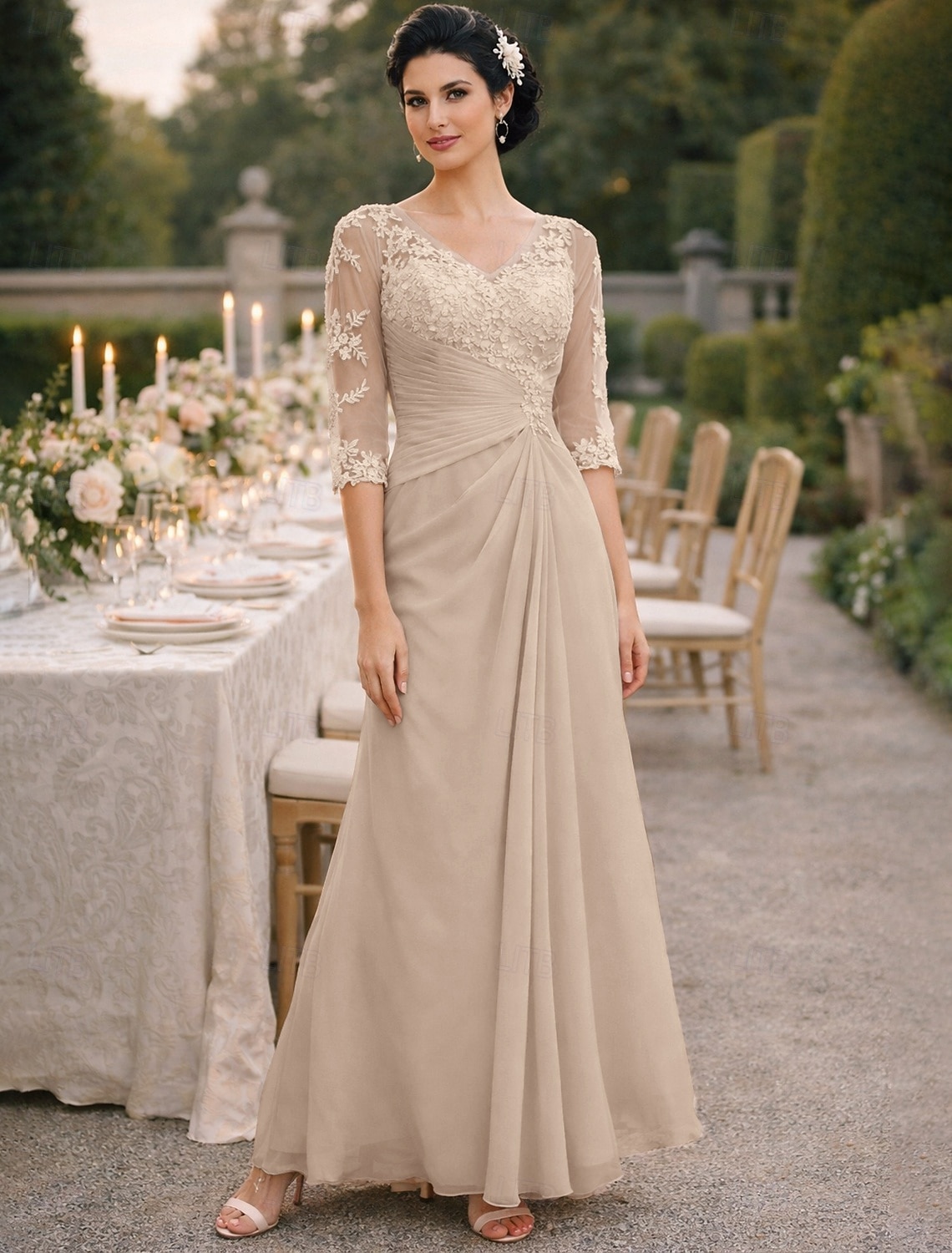 A-Line Floor Length Wedding Guest Dress Formal Dresses Evening Gown Mother  of the Bride Dress