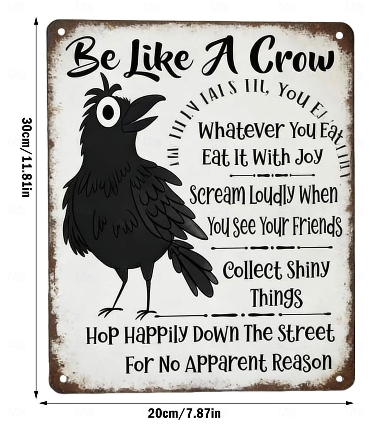 légy olyan, mint egy varjú vintage fém tábla, vicces pozitív falikép, varjú művészeti fali plakett humoros idézettel, rusztikus parasztház dekoráció otthoni irodába, konyhába és bárba, inspiráló 2026 - $11.99 –P9