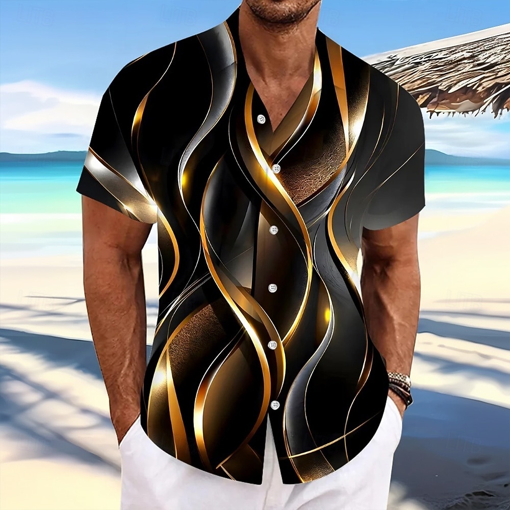 Per uomo Sfumatura Con onde Arte astratta Camicia Camicia con Bottoni Camicia casual Manica Corta Moda Casual Abbigliamento casual alla moda Vacanza Primavera Autunno Collo ripiegato Stampa 3D del 2026 a $25.99 –P1