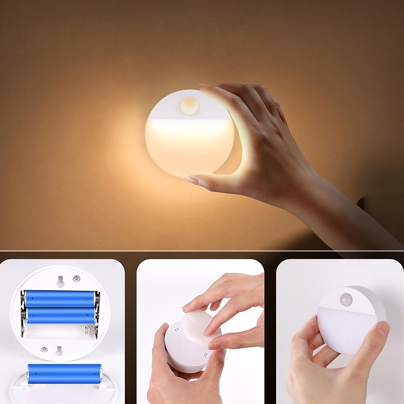 Rund Kabellos Körpersensor Einfach Modern AAA-Batterienbetrieben 4 Stück 2026 - $23.99 –P6