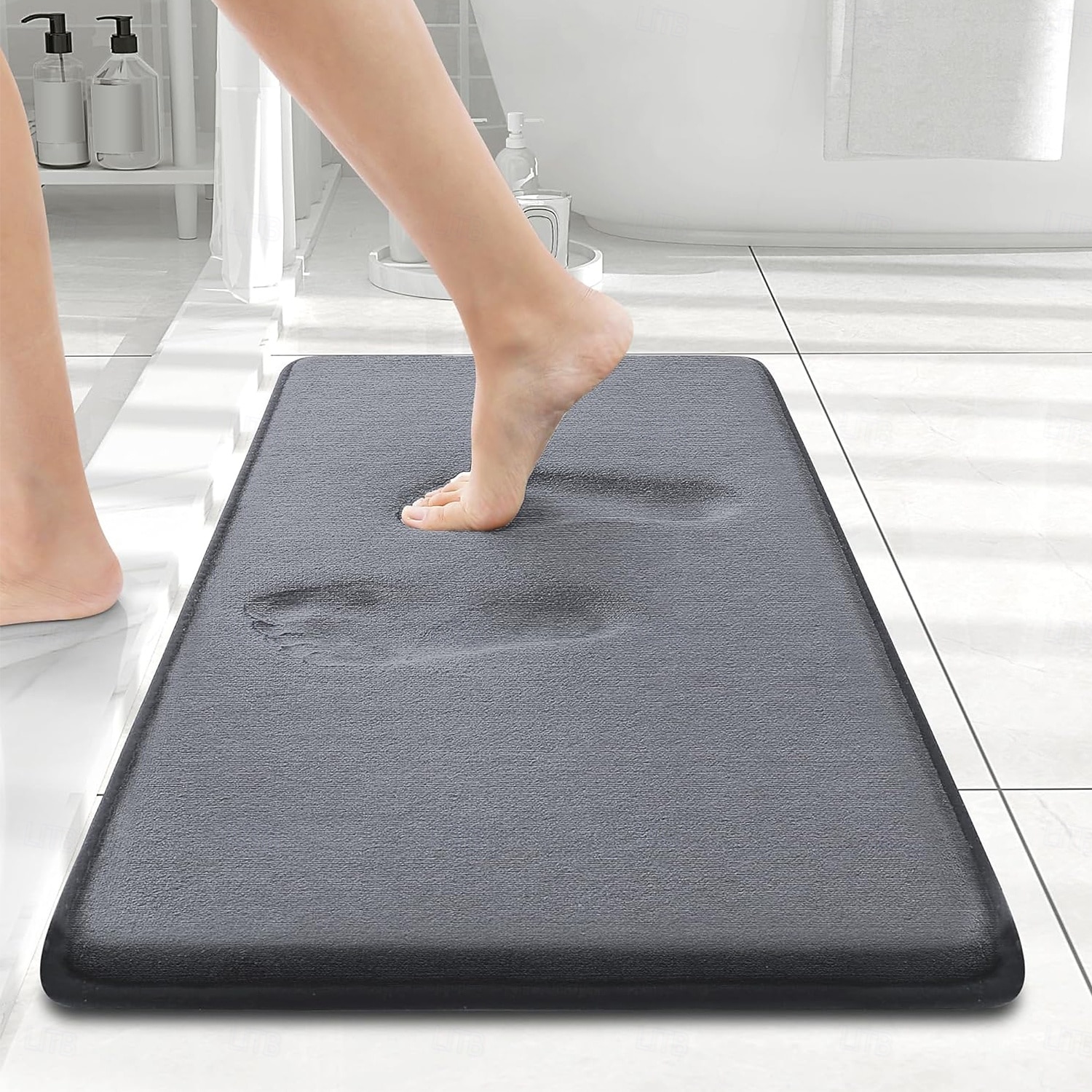 Badematte i minneskum, ekstra myke og absorberende badematter, sklisikkert vaskbart teppe til gulv, dusj og badekar 2026 - $13.99 –P1