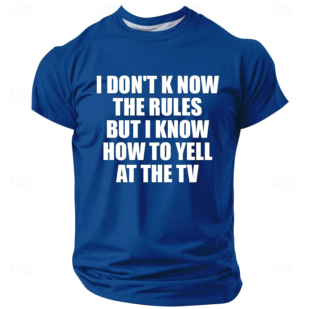 Men's I Don't Know The Rules But I Know How To Yell At The TV 2026 World Soccer Cup Fan Funny Black T Shirt Graphic Crew Neck Game Day Football Tournament Designer Clothing Apparel S M L XL XXL XXXL 2026 - $22.99 –P2