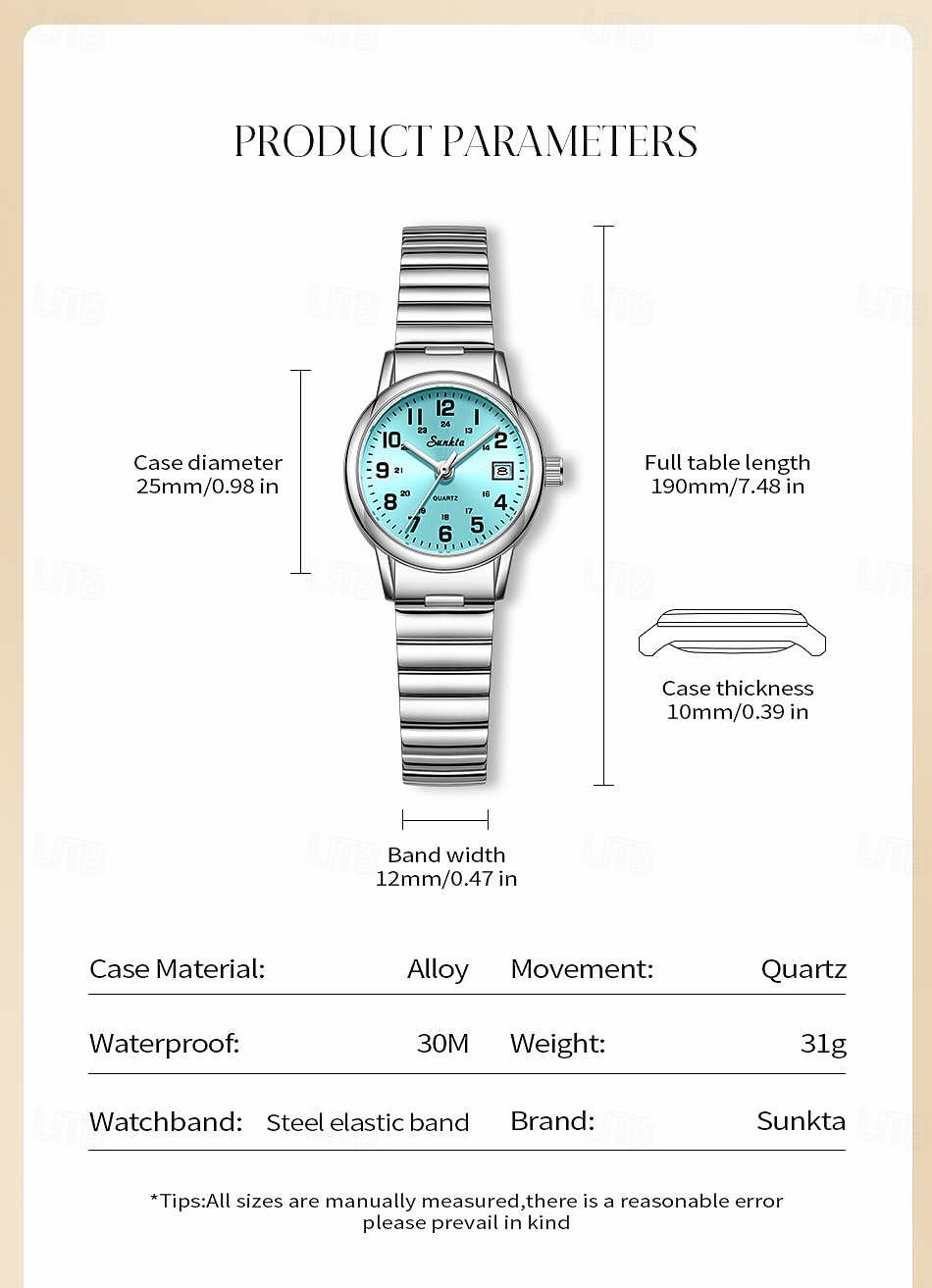 Montre femme facile à lire, à quartz, avec bracelet extensible en acier inoxydable, cadran bleu turquoise avec affichage de la date, étanche, élégante et décontractée, idéale comme cadeau pour femme de 2026 ? $18.99 –P4