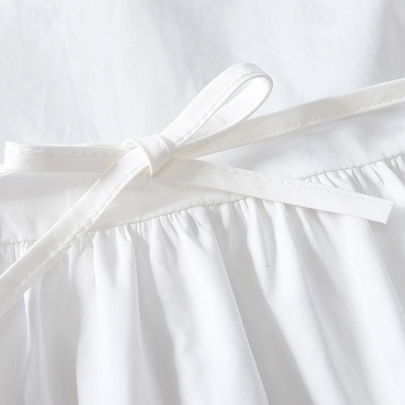 Mommy and Me Dresses Solid Color Casual Ruched White Short Sleeve Midi Active Matching Outfits 2026 - $35.99 –P6