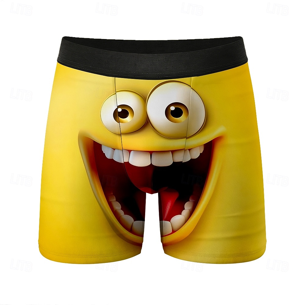 Herren Cartoon Lächelndes Gesicht Gesichtsausdruck Dehnbare Boxershorts Badeshorts Boxer-Badeshorts Lustig Lässig Heim Strandurlaub Elastischer Bund Feuchtigkeitsableitend Atmungsaktive Unterwäsche 2026 - $16.99 –P1