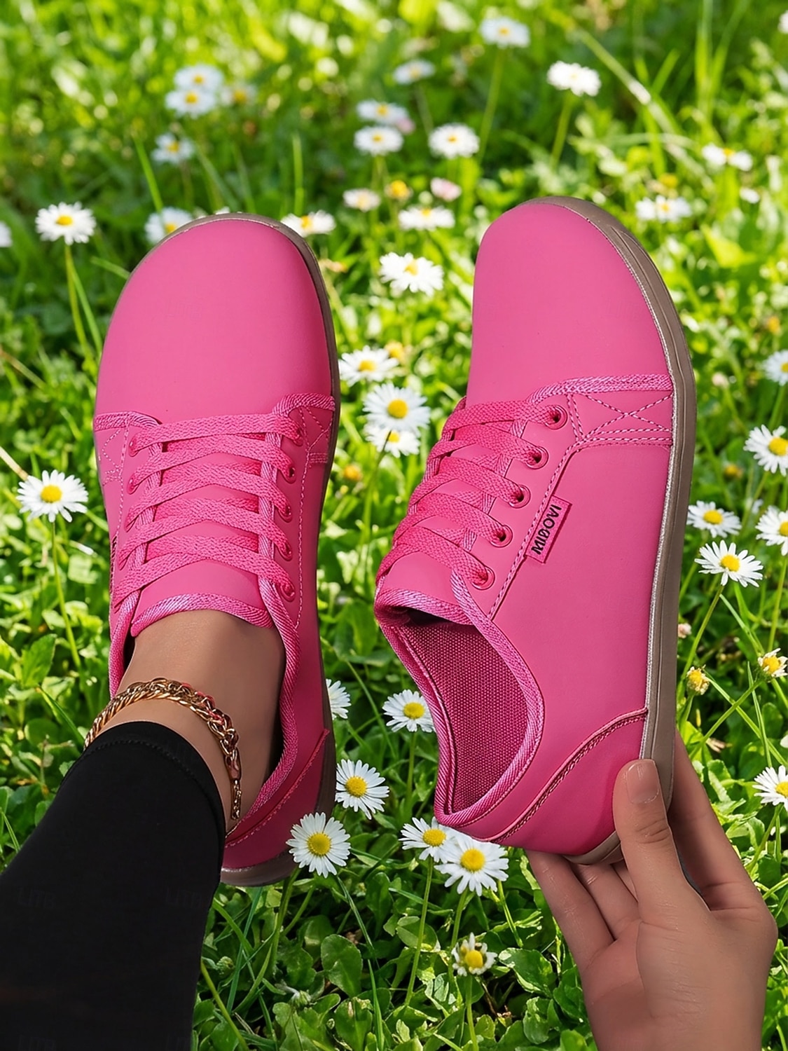 damerosa sneakers med bred passform og snøring, lette, uformelle tursko i kunstskinn for reiser og trening &hverdagskomfort 2026 - $34.99 –P6