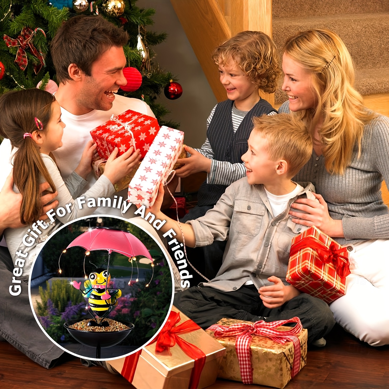 1 stuk buitenverlichting op zonne-energie in de vorm van een bijenparaplu, vogelvoederhuisje met prikstok, IP44 waterdichte tuinpadverlichting, terras-, gazon- en tuindecoratie, decoratieve 2026 - $26.99 –P6