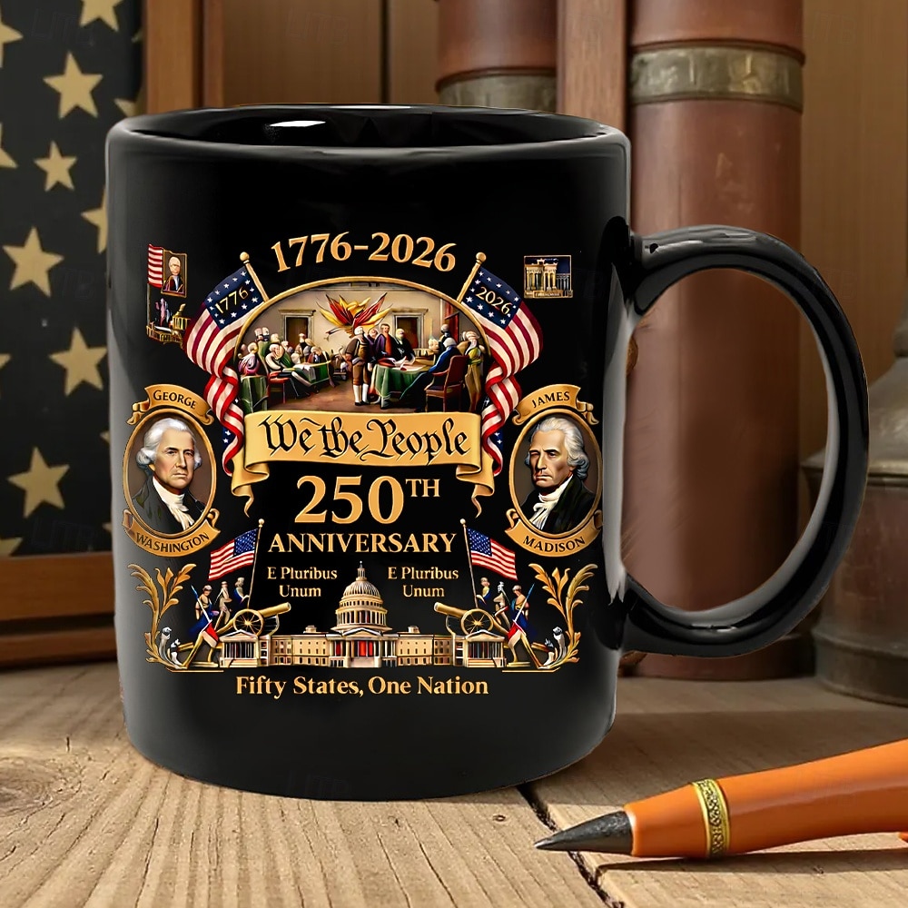 Kubek z okazji 250. rocznicy Stanów Zjednoczonych, prezent patriotyczny, ceramiczny kubek do kawy z okazji półpięćsetnej rocznicy, 1776–2026, Ameryka 250, prezent na Dzień Niepodległości dla mężczyzn 2026 - $16.99 –P3