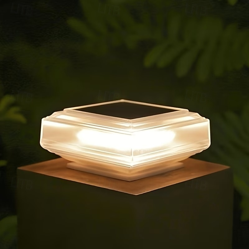 Conjunto de 2 postes de luz solar para cerca, à prova d'água, com energia solar e luz branca quente, ideais para iluminação de jardins, pátios e varandas. de 2026 por $46.99 –P4