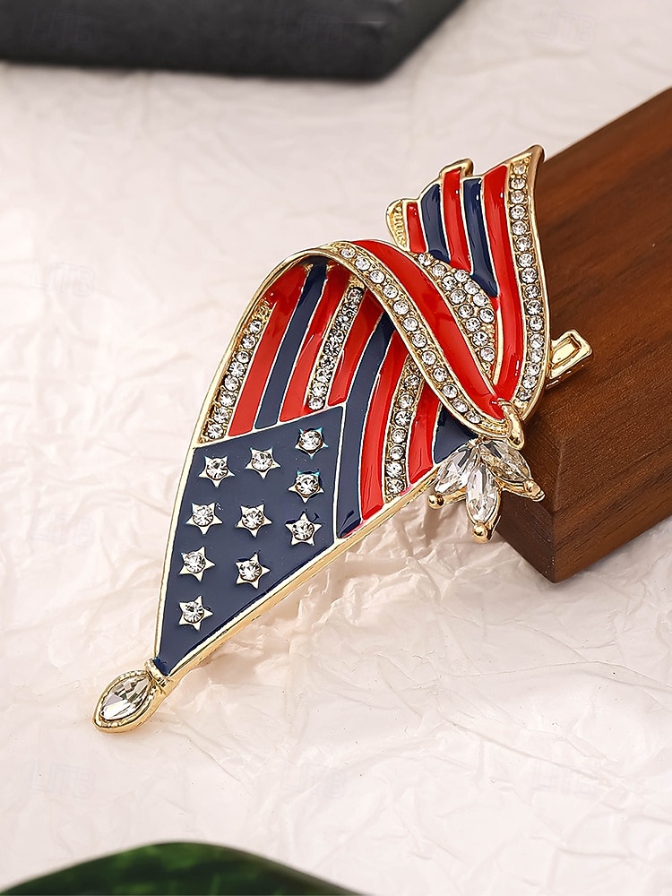 Женская брошь-булавка из сплава с изображением флага США, представленная в нескольких вариантах, идеально подходит для празднования 250-летия США, Дня независимости, вечерних мероприятий и торжественных случаев. 2026 - $11.99 –P9