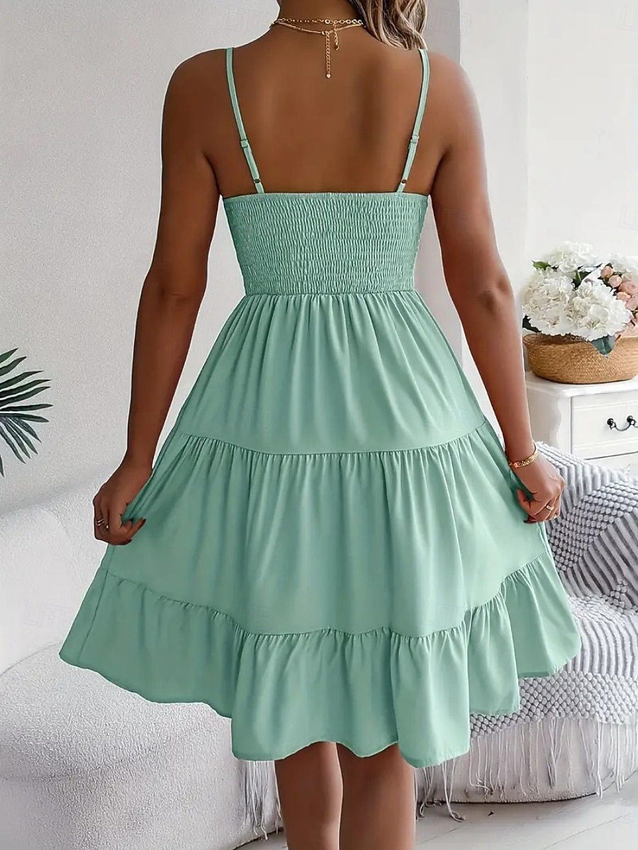 Women's Knee Length Dress Sundress Casual Dress Slip Dress Elegant Fashion Modern Outdoor Vacation Going out Regular Fit Plain Sleeveless Straps Black Yellow Pink Purple Summer Spring 2026 - $26.99 –P12