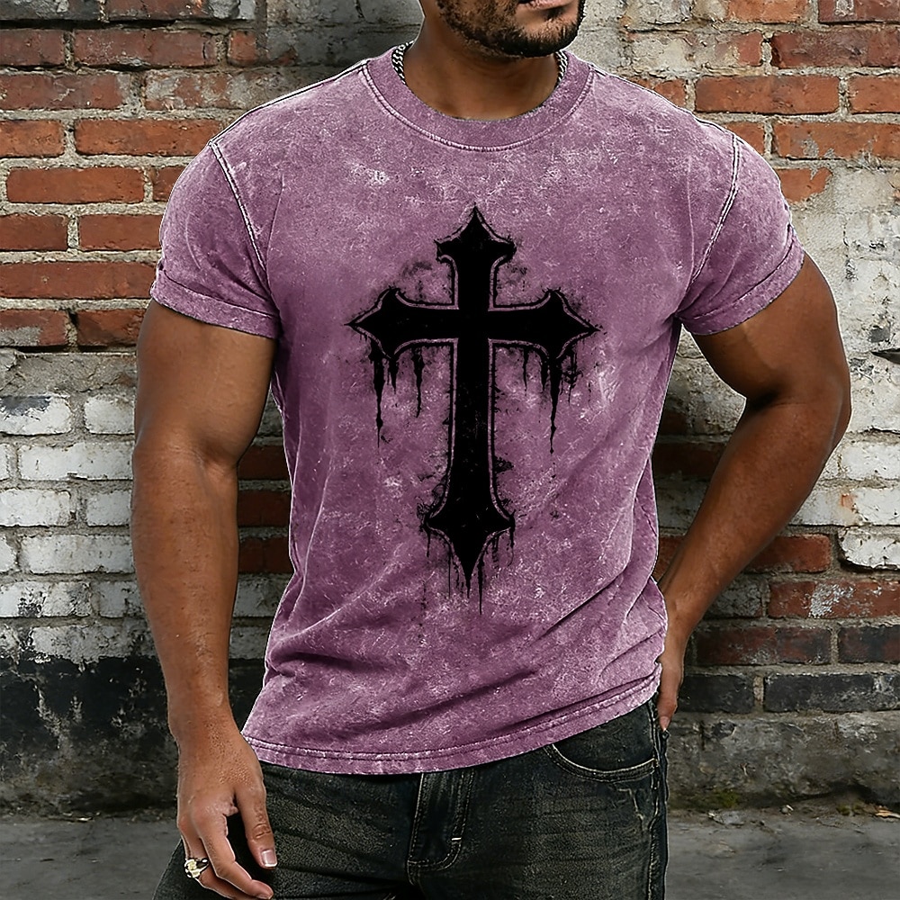 Maglietta Crusaders Bibbia Vintage Blu Acid Wash Gotico Croce T-Shirt Grafica Distressed Inky Splatter Tee Mineral Wash Grunge Streetwear Cotone Poliestere Top S-4XL del 2026 a $21.99 –P2