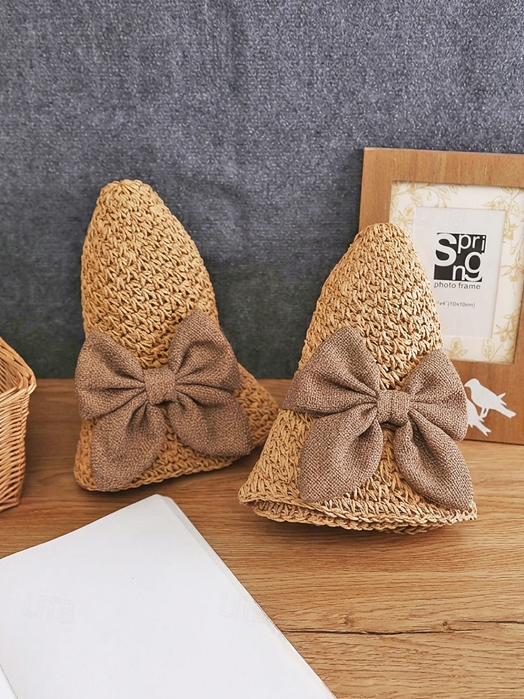 Naisten boheemi olkihattu rusetilla – useita värejä, kokoontaitettava helppoa kantamista varten, täydellinen arkeen ja rantalomalle 2026 - $11.99 –P8