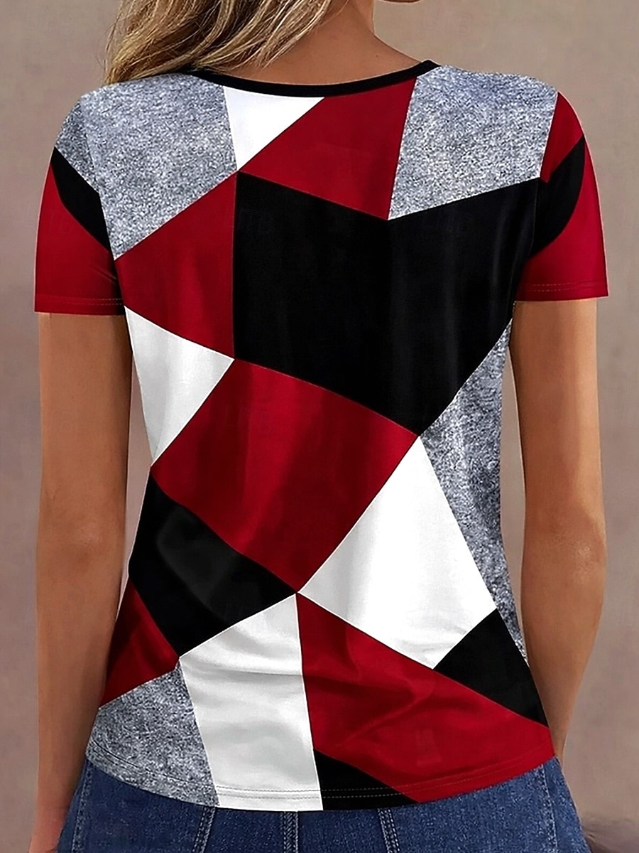 Dámské Tričko Zip Čtvrtletní zip Grafika Geometrický Abstraktní Vinobraní Tropický vzhled Havajské Krátký rukáv Tričkový Běžné topy Svatba na pláži Denní Sport Vodní modrá Černá Světlá růžov 2026 - $9.49 –P5