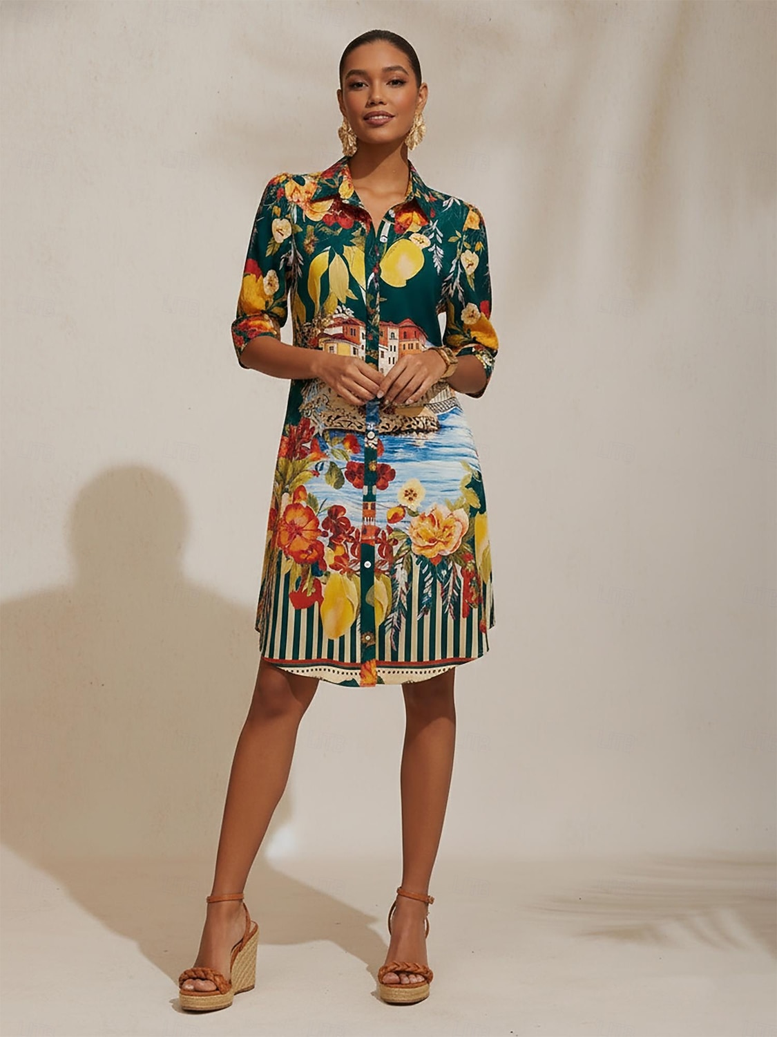 santorinin kesäinen silkkinen luonnonkaunis kukkakuvioinen paitamekko 2026 - AU $137.18 –P1