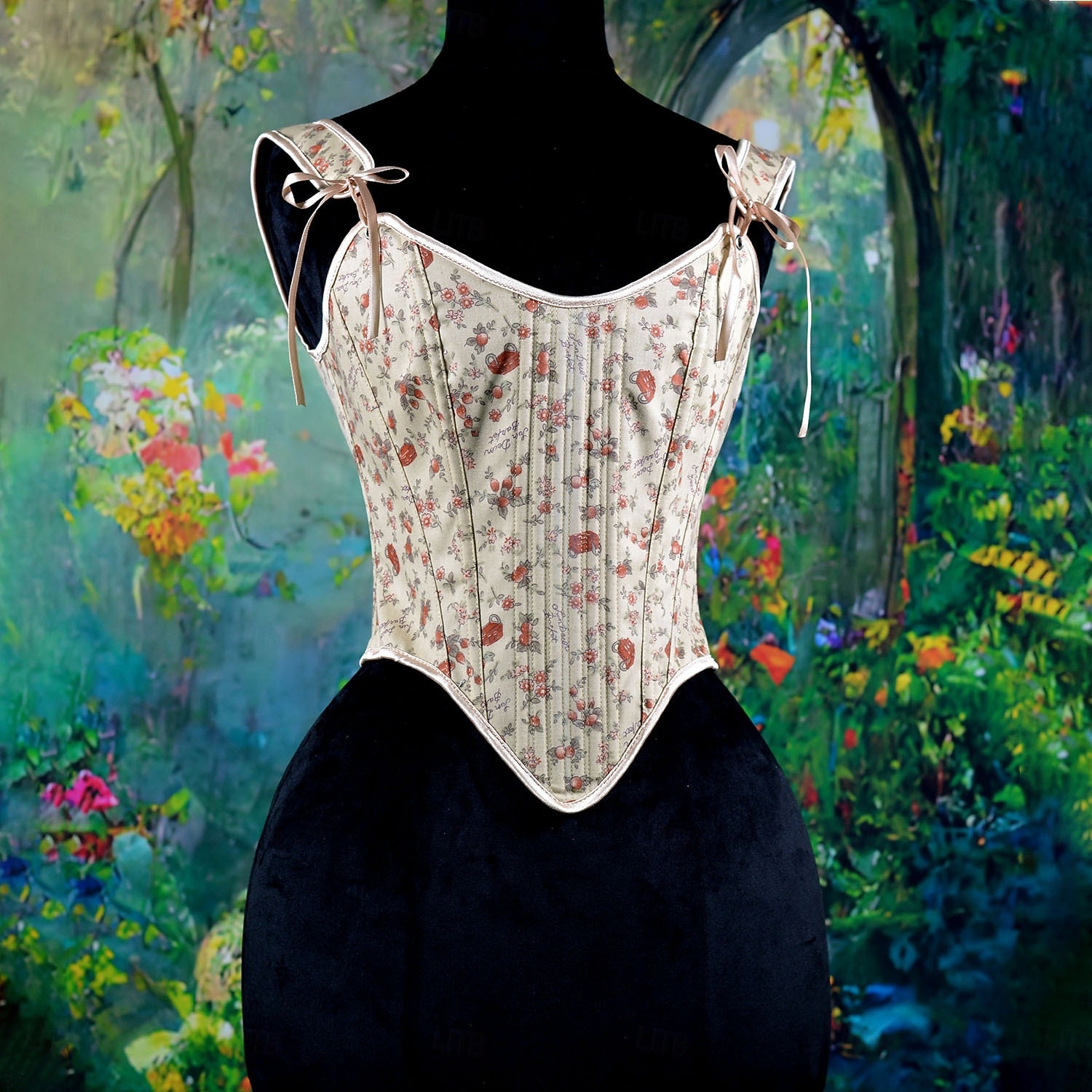 Kostymer i middelalderstil Renessanse Cottagecore Korsett Bodice Viking Bonde Blondér Blomstret Kostyme Dame Keltisk fantasi Halloween Karneval Ytelse LARP Ren Faire Voksne Korsett 2026 - $38.99 –P14