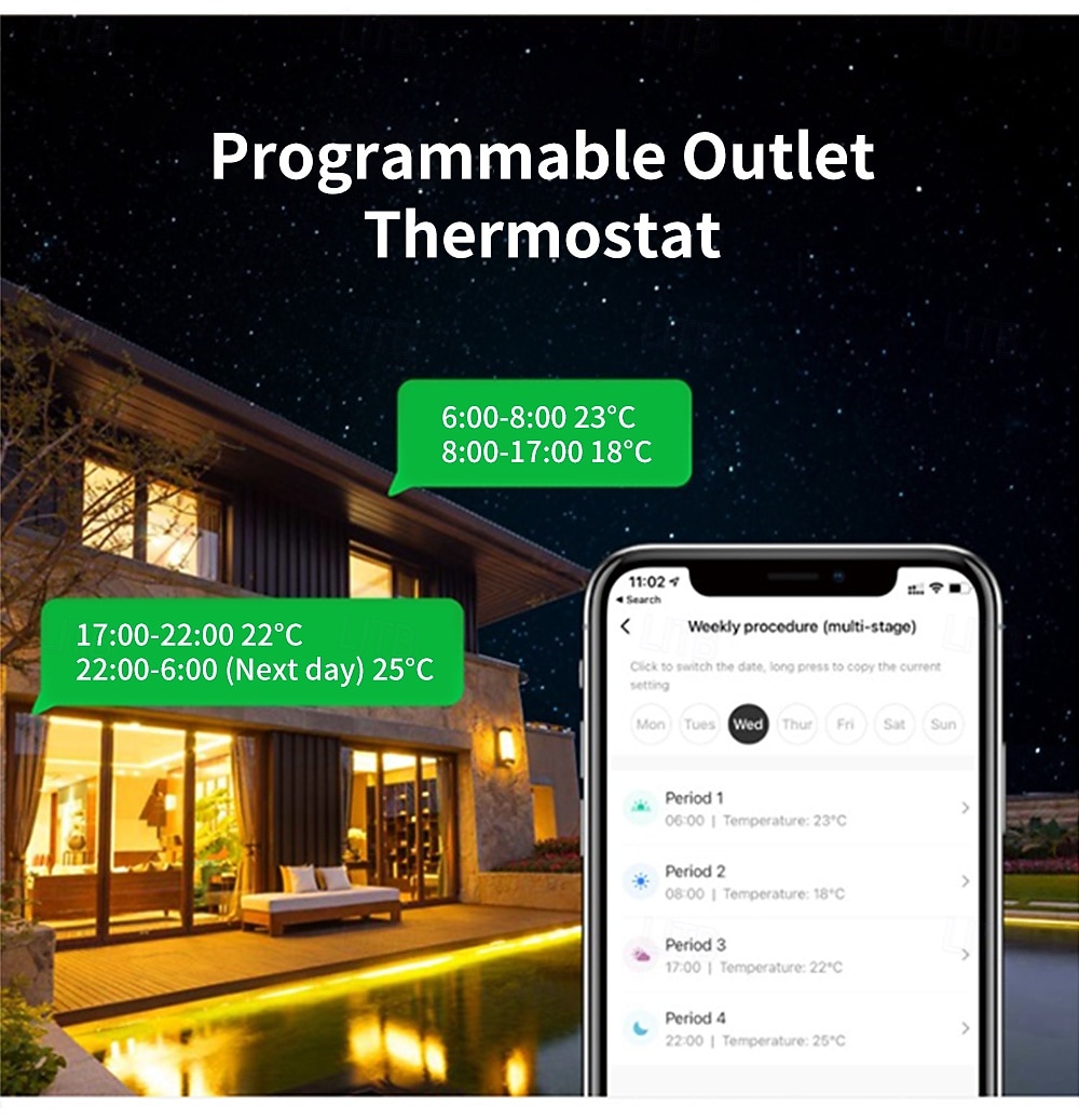 Programmable Smart WiFi Thermostat Plug Mini Temperature Controller 10A Plug-in Socket APP Control Voice Control Schedule Timer Electric Switch for Heating Cooling Appliances 2026 - $64.99 –P9