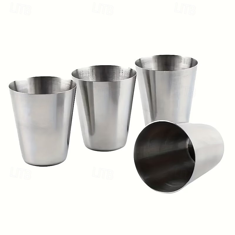 Juego de 5 vasos de acero inoxidable, vasos de vino portátiles con estuche de cuero, diseño en forma de bala, ideales para acampar, bares y restaurantes, duraderos y apilables, disponibles en 2026 - $12.99 –P6