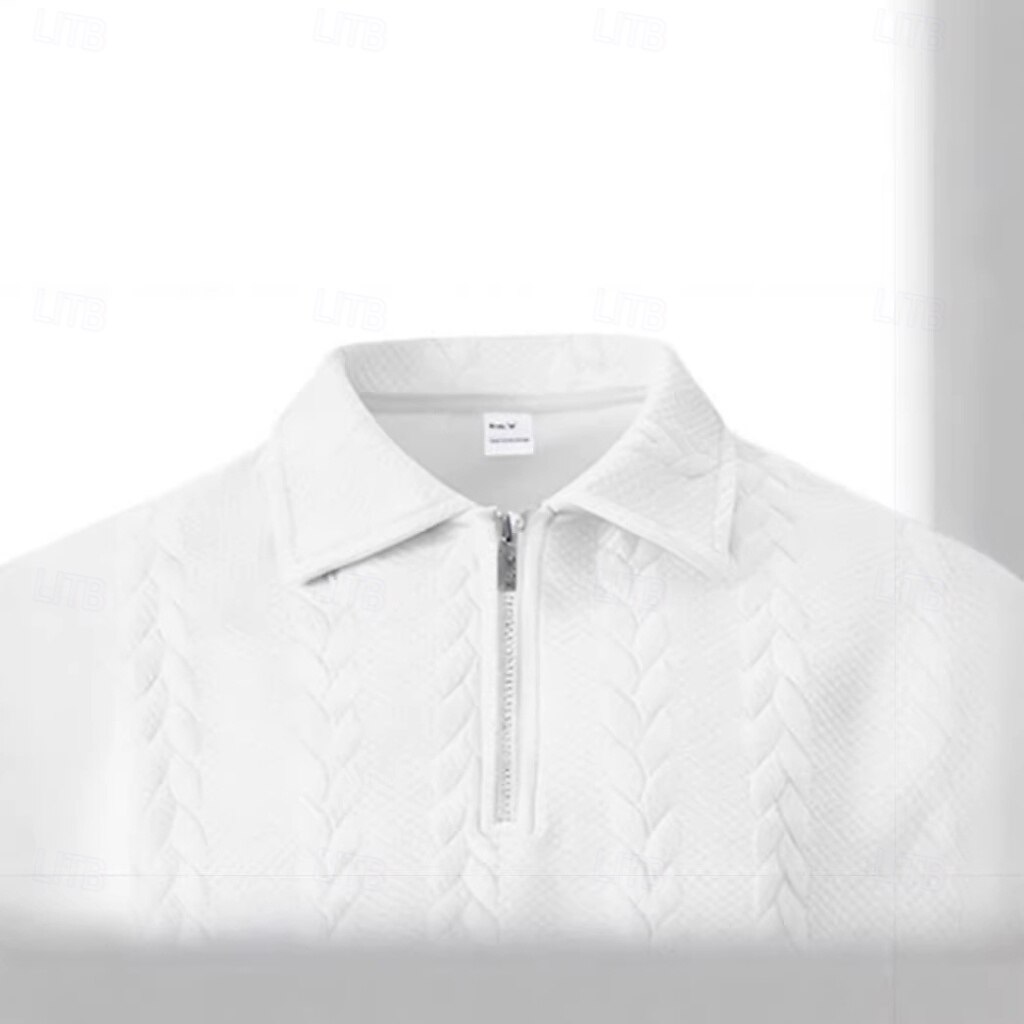 Homme Polo Polo à fermeture éclair Occasionnel Quotidien Zip quart Manche Courte Mode Uni Fermeture éclair Été Printemps Coupe régulière Noir Blanche Kaki Gris foncé Polo de 2026 ? $24.99 –P11