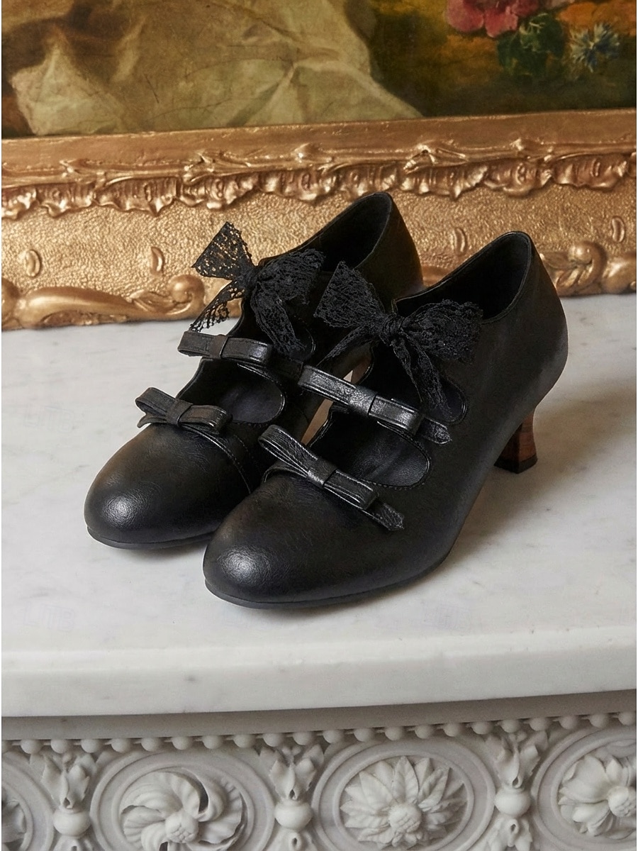Mary Jane in stile vittoriano da donna: eleganti décolleté retrò edoardiane con triplo fiocco e nastro in pizzo per matrimoni vintage e feste del tè &costumi d'epoca del 2026 a $59.99 –P4