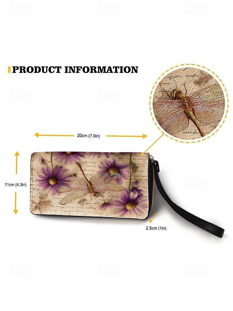 Women's Faux Leather Wallet, Multiple Dragonfly Patterns, Large Capacity with Multiple Compartments, Ideal for Daily Use, Vacation and Travel 2026 - $18.99 –P10