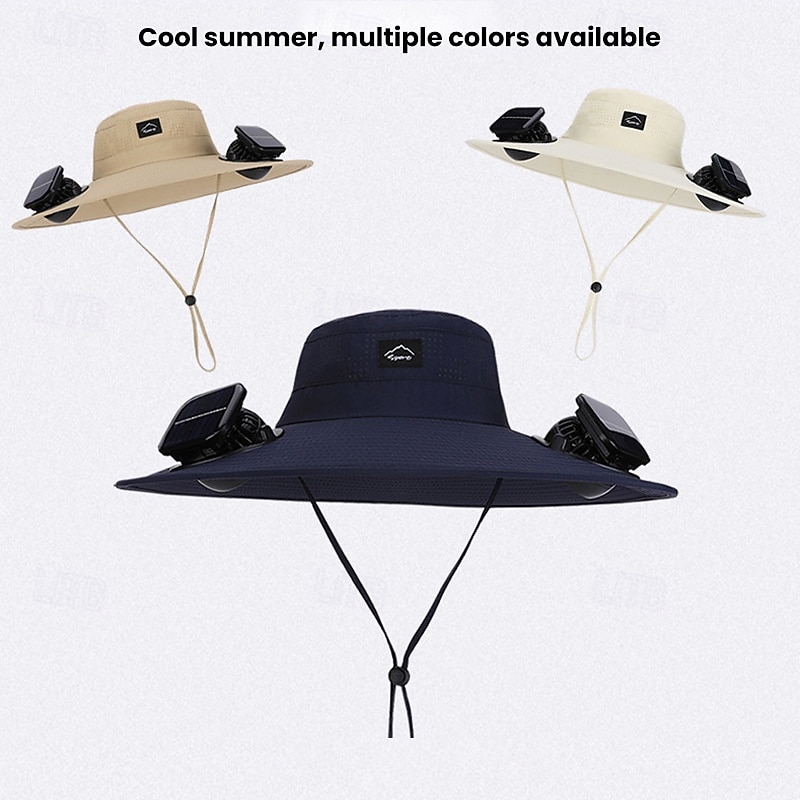 2026 New Solar-Powered Outdoor Sun Hat with Dual Fans, Digital Battery Display, Wide Brim, Lightweight Breathable Cap for Hiking, Fishing, Camping, Travel, Beach, Summer 2026 - $35.99 –P6