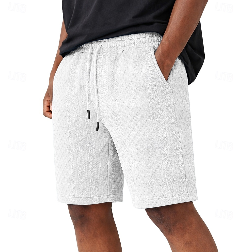Men's Shorts Casual Shorts Jacquard Pocket Plain Textured Comfort Breathable Above Knee Casual Outdoor Beach Vacation Fashion Navy Blue Light Grey Micro-elastic 2026 - $17.99 –P1