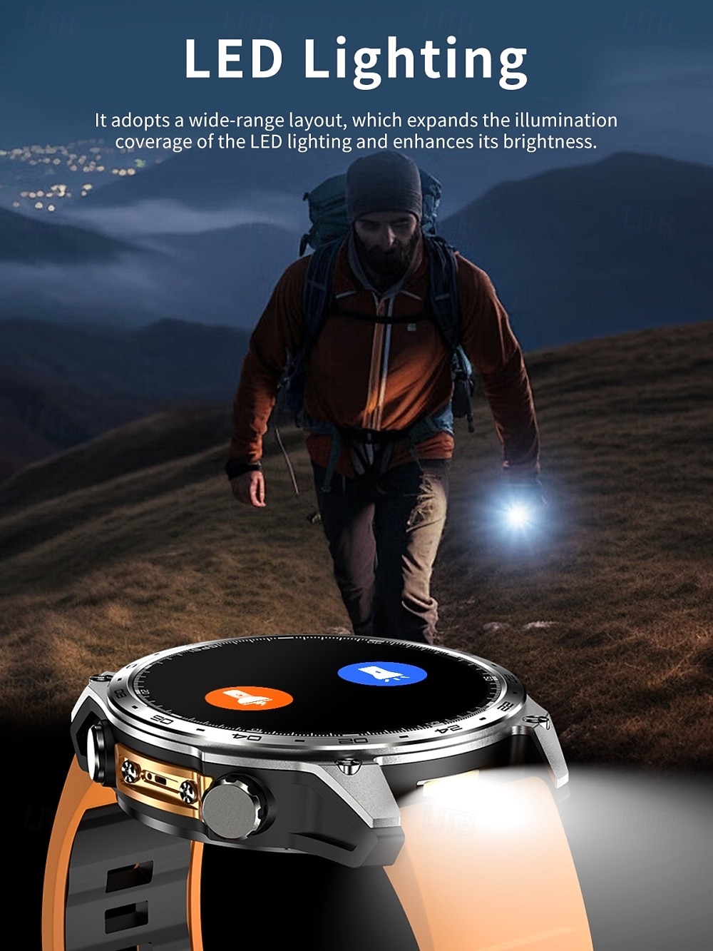 Smartwatch da uomo Amolde HD300 Pro con GPS, mappe offline, memoria da 4 GB, registratore, torcia, sport all'aria aperta, barometro, altimetro e bussola. del 2026 a $97.99 –P10