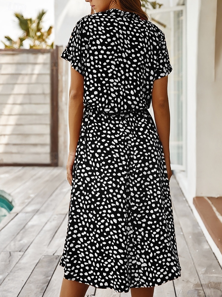 Dame Midikjole Uformell kjole Floral kjole Elegant Mote Moderne utendørs Feriereise Ut på byen Normal Blomstret Kortermet V-hals Blå Hvit Gul Navyblå Sommer Vår 2026 - $28.99 –P17