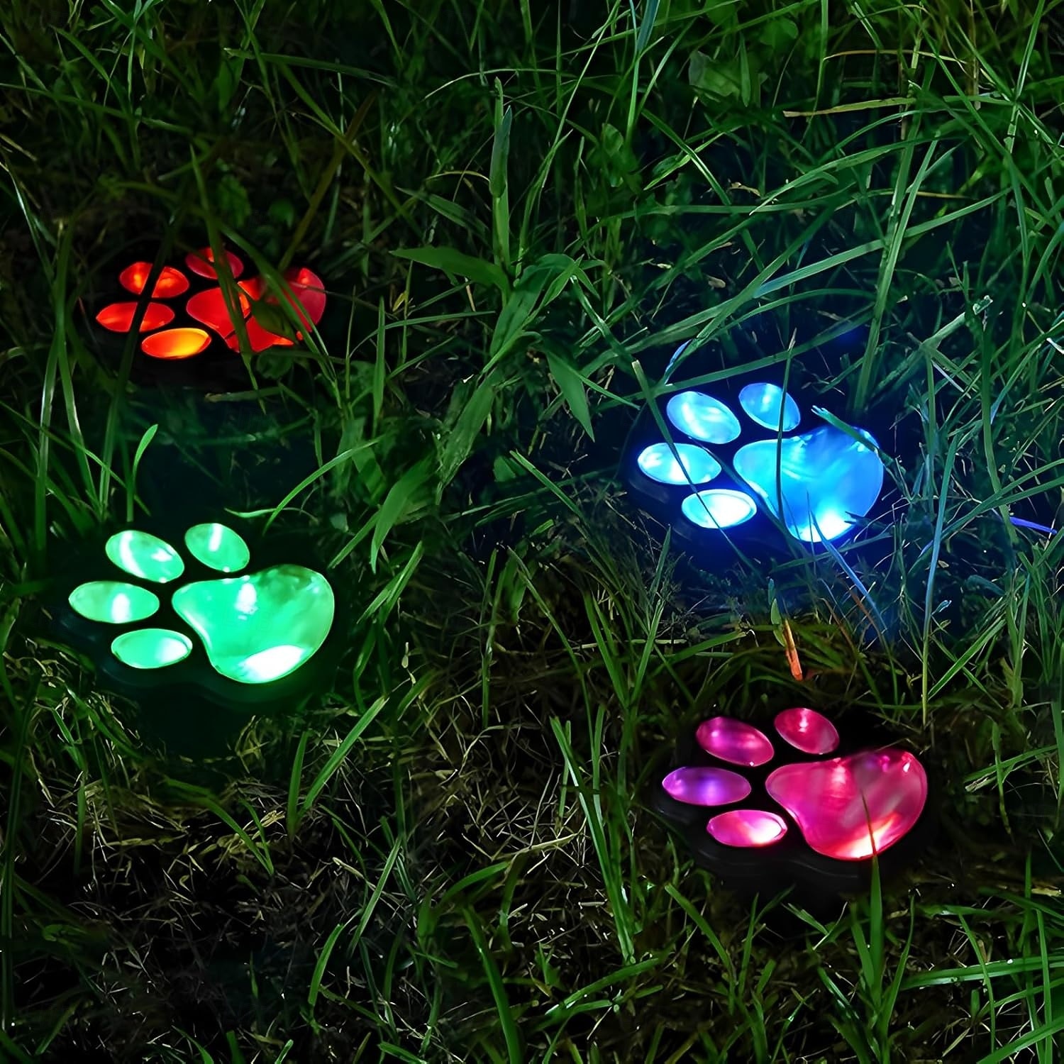 2026年 かわいいソーラー足跡ライト4個パック、防水屋外ガーデンライト、庭、パティオ、花壇、芝生の装飾用のLED動物ヤードライト  コレクション – $17.99 –P8