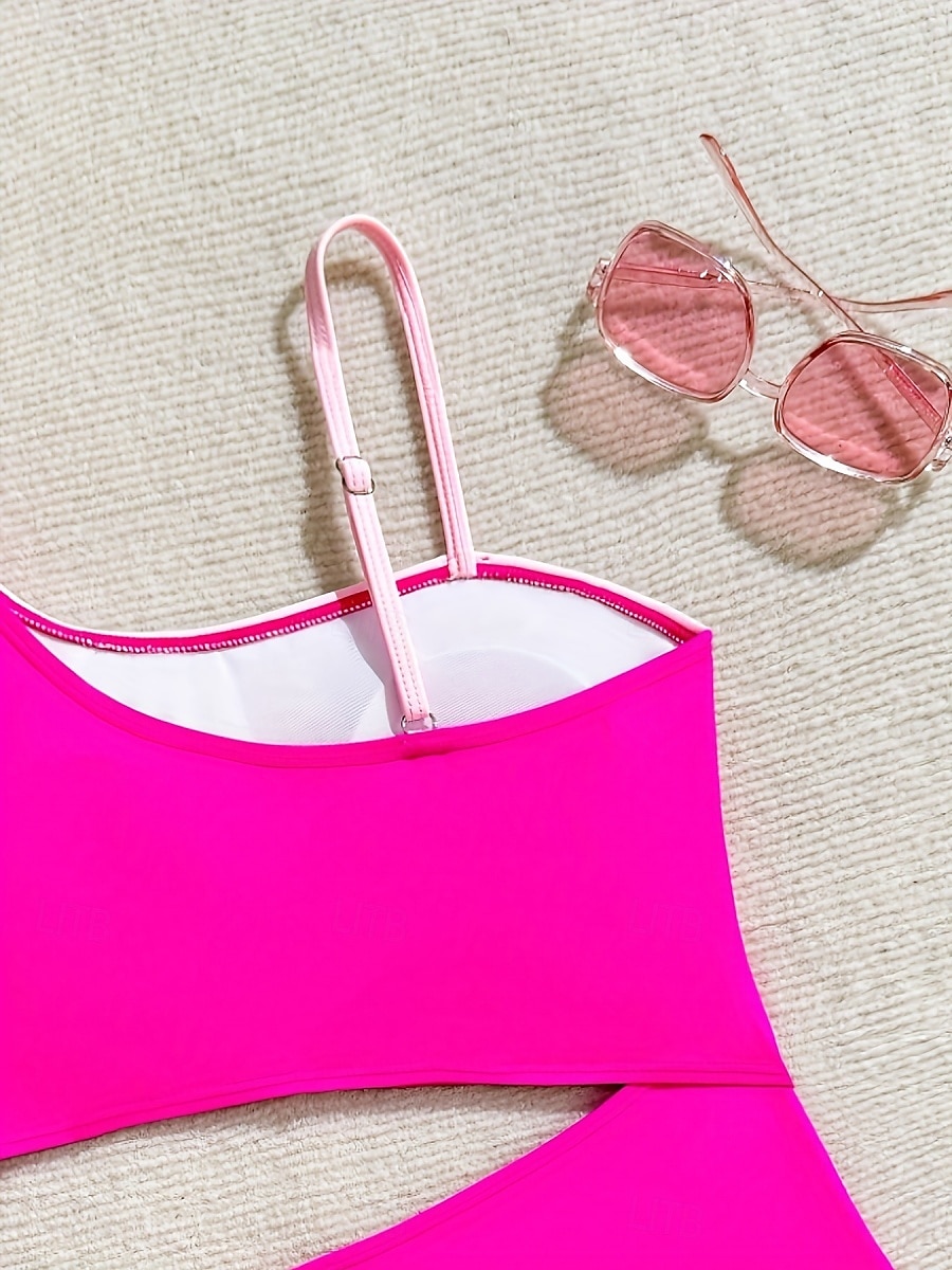 Kids Girls' Swimsuit Outdoor Beach Color Block Vacation Tropical Fashion Hollow Out Bathing Suits 4 years+ Summer Blue Pink 2026 - $22.99 –P7