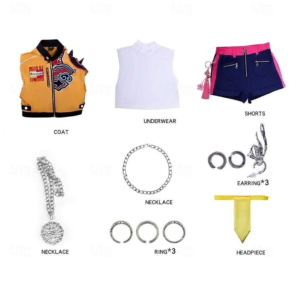 مستوحى من المعبود الكوري نجم البوب زي تأثيري زي المجموعة أزياء فنتازيا نسائي للفتيات للأطفال للبالغين عيد الرعب مهرجان أداء كوميك كون معرض الأنمي 2026 - $55.99 –P1