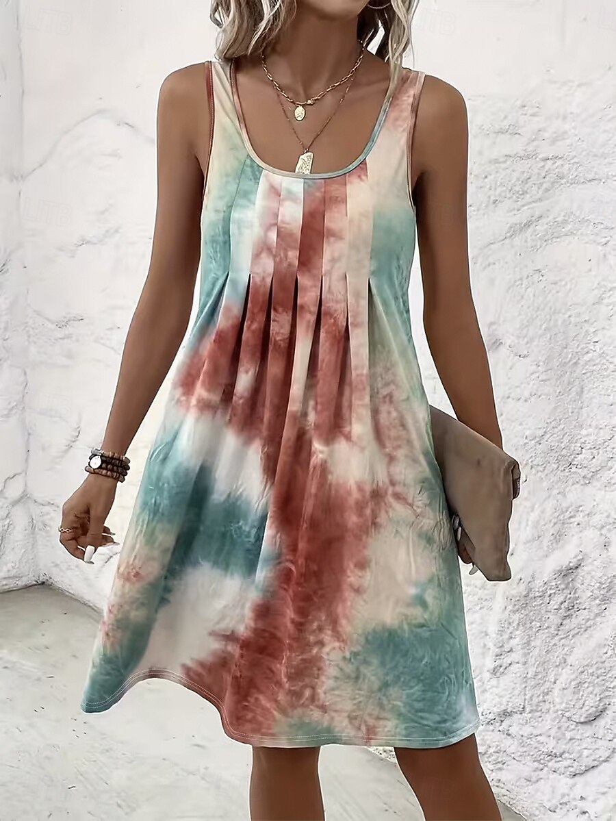 Mujer Mini vestido Vestido de verano Vestido de una línea Vestido sin tirantes Vacaciones Casual Playa Noche Ajuste regular Graphic Tie-dye Abstracto Sin Mangas Escote en U Azul Piscina Rojo Verde 2026 - $29.99 –P9