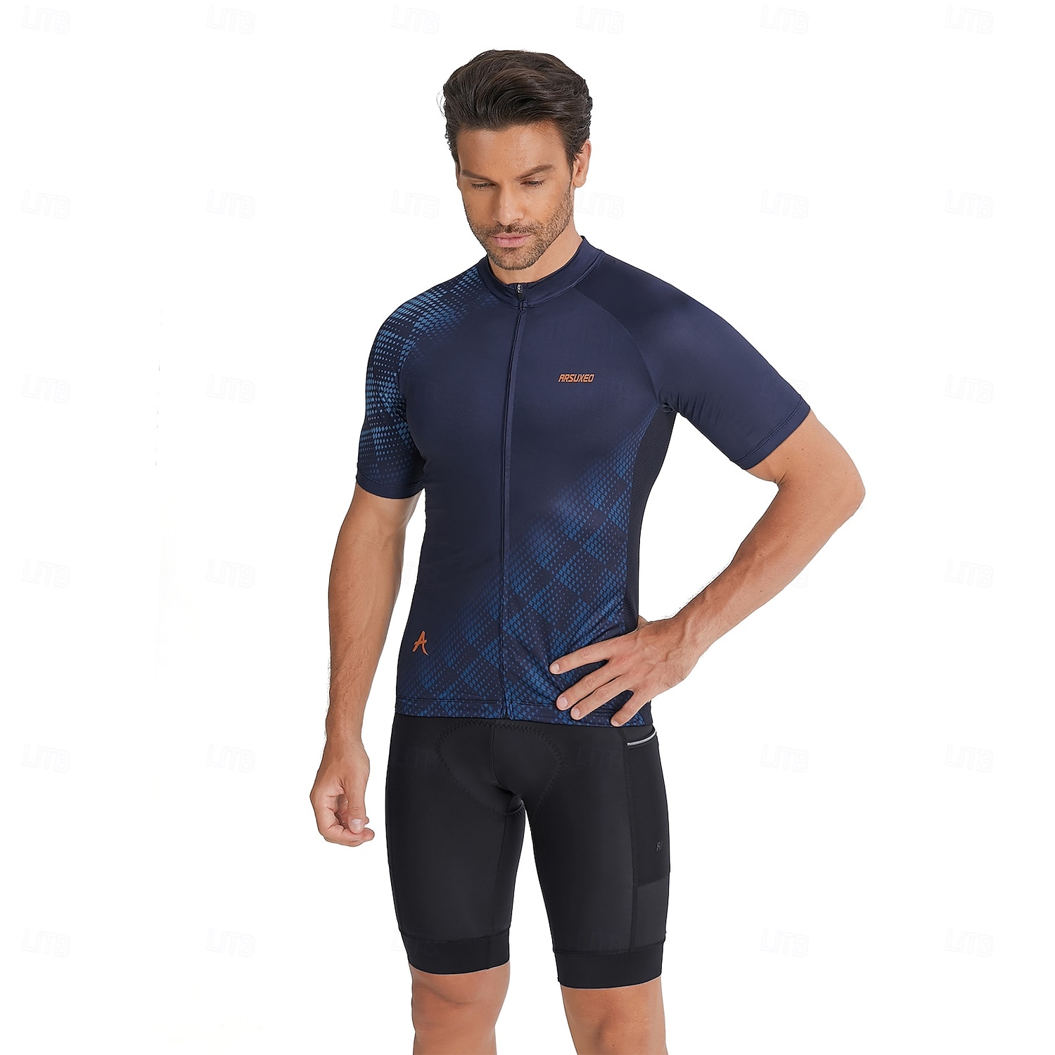 Ανδρικά Πουλόβερ Γεωμετρικό Κοντομάνικο Ποδήλατο Αθλητική μπλούζα με 3 πίσω τσέπες Ύγρανση Αθλητισμός Θαλασσί Λευκό Ρουμπίνι Ρούχα 2026 - $42.99 –P1