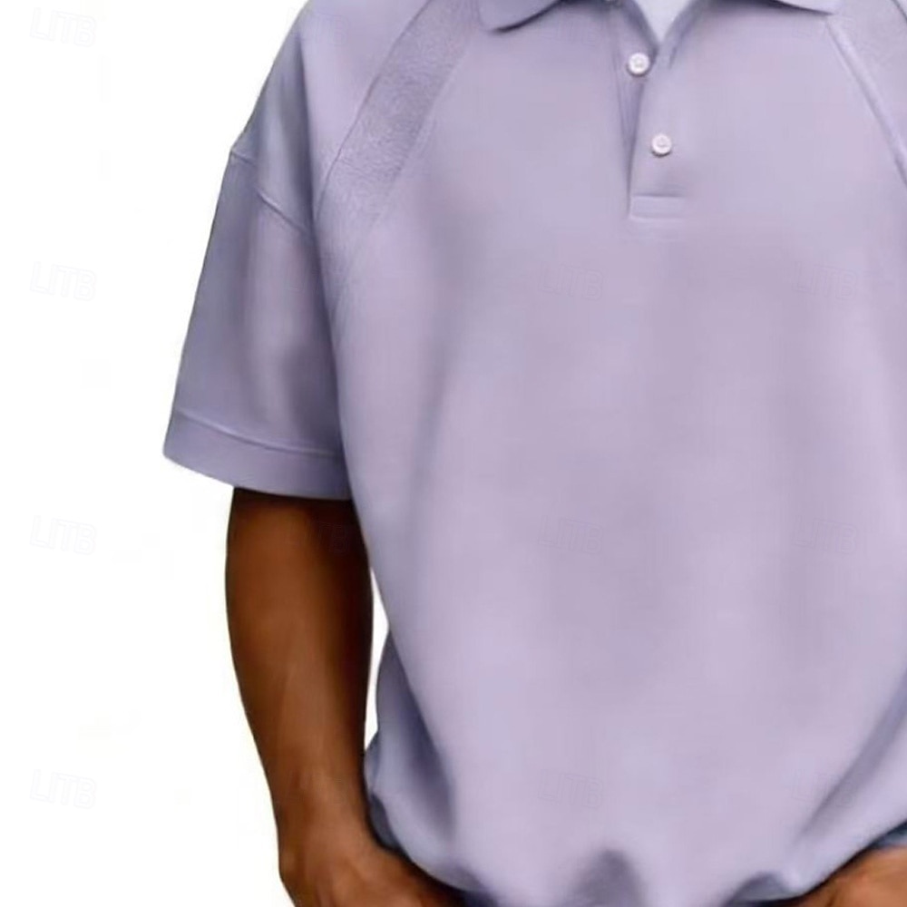 Homens Camisas Polo Casual O negócio Aberto para a Lateral Manga Curta Moda Básico Tecido Botões Verão Primavera Azul Branco Azul Marinha Marron Verde Cinzento Camisas Polo de 2026 por $14.49 –P5