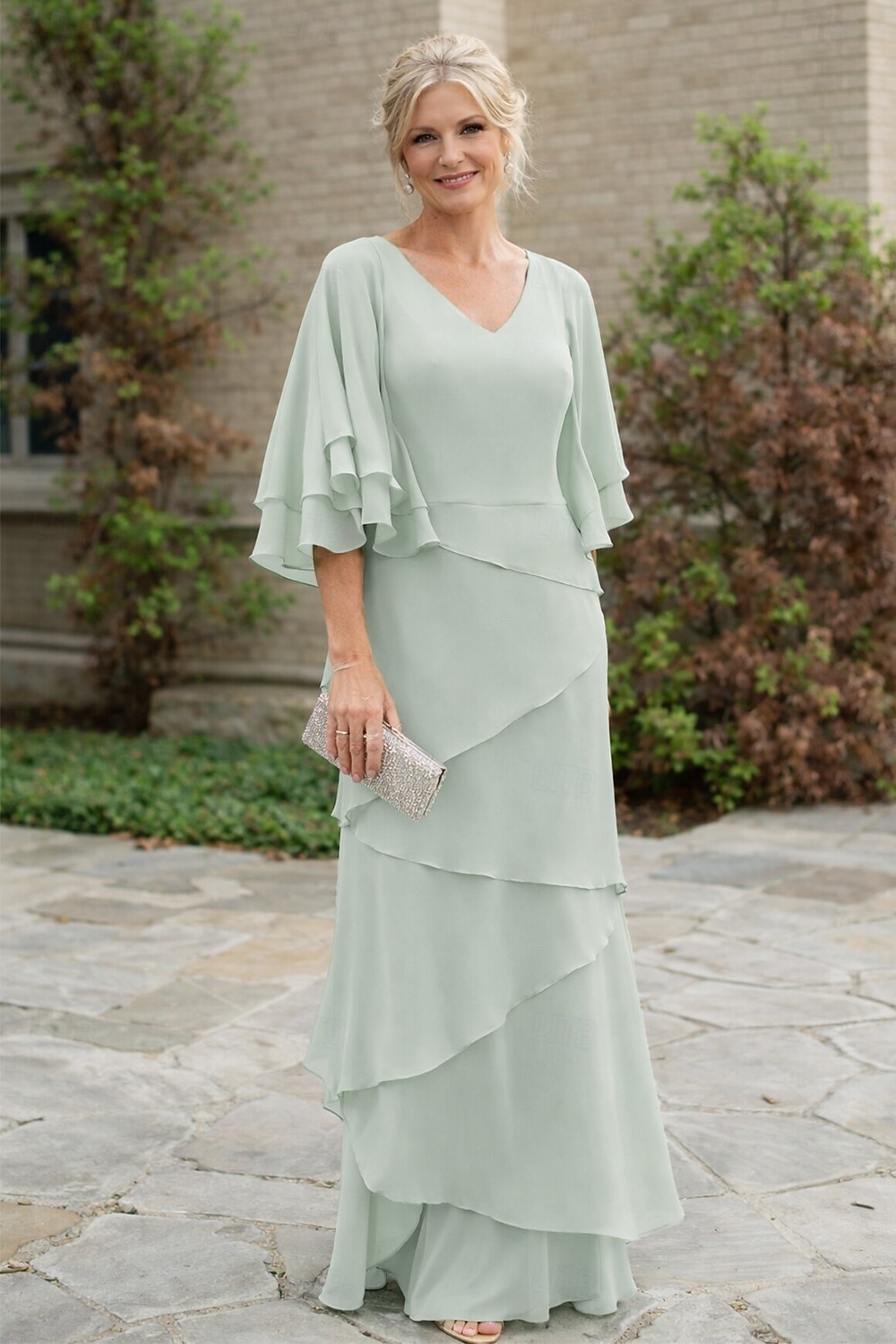 Due Pezzi Linea ad A Lunghezza al pavimento Abito da invitata a nozze Abito Formale Abito a Strati Abito da cerimonia per signora Mezza Manica Scollo a V Elegante Con Stola Ospite di nozze Festa di del 2026 a $206.99 –P12