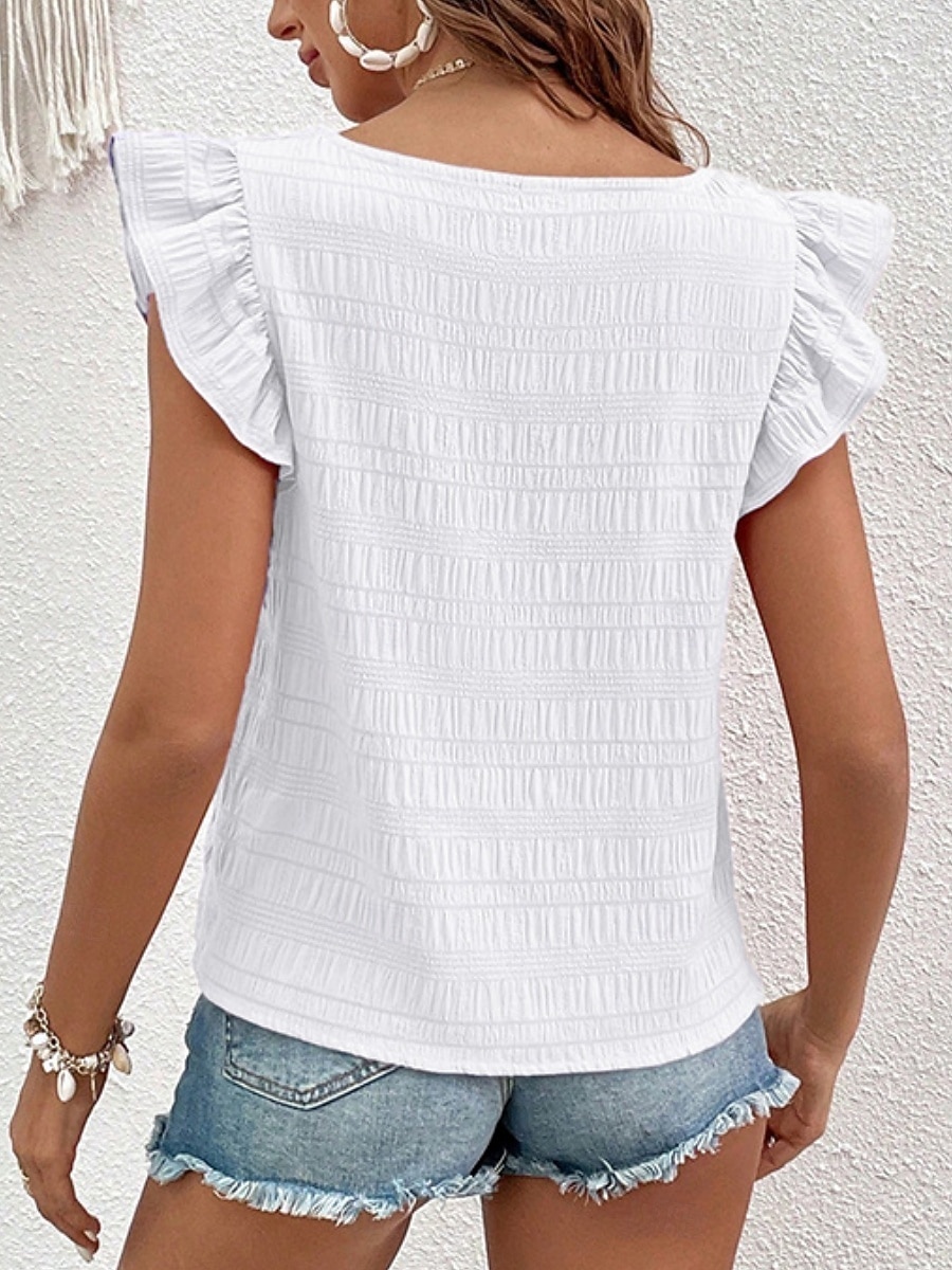 Per donna Camicia Blusa Maglietta senza maniche Volant Semplice Elegante Classico Moderno Senza Maniche Collo quadrato Top Regolari Quotidiano Ferie Uscire Blu Nero Bianco Verde Azzurro Estate del 2026 a $21.99 –P2