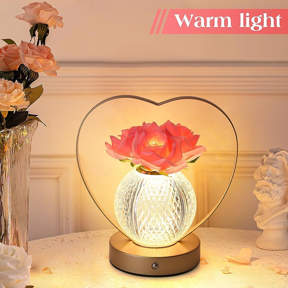 Rose Flower Lamp,Birthday Gifts for Women,Rechargeable Cordless LED Touch Lamps,3-Colour Infinitely Dimming Small Night Light,for Living Room,Dining Room,Bedroom Festival Home Decor 2026 - $64.99 –P2