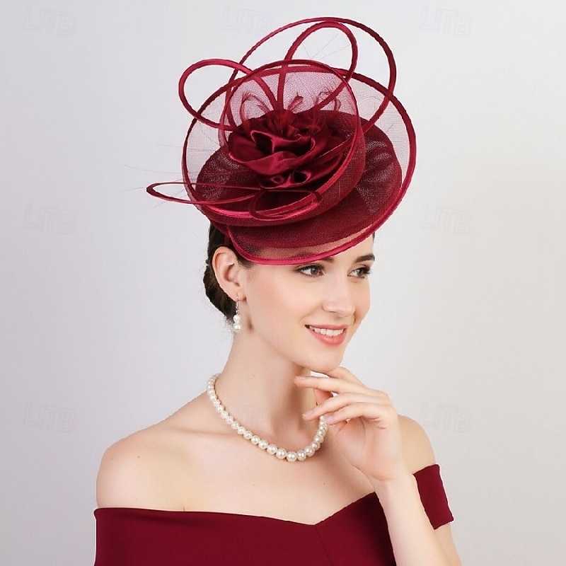 Fascinadores Sinamay Casamento Aniversário Elegante Vintage Estilo bonito Com Penas Flor Capacete Chapéu de 2026 por $38.99 –P5