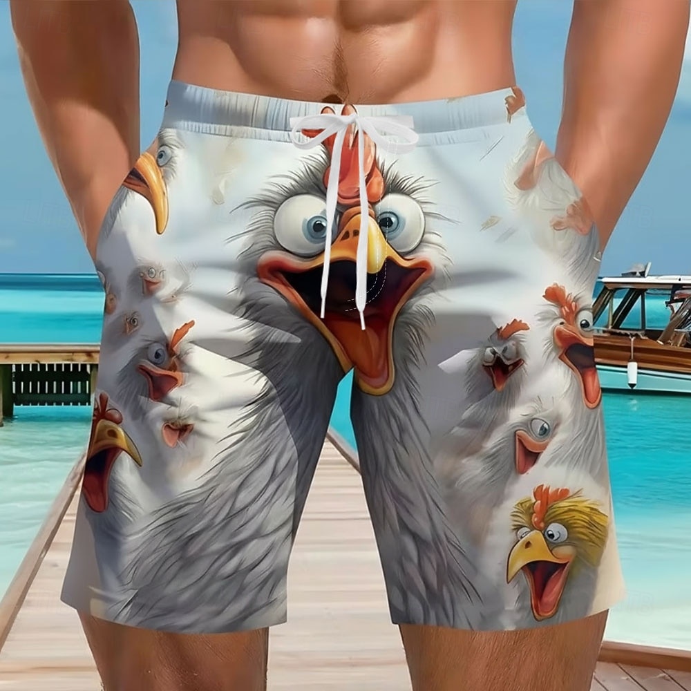 Herren Tiermotiv Krokodil 3D Zeichentrick Badehosen Badeshorts Boardshorts Mittlere Taille Lustig Strandurlaub Seitentaschen Netzfutter Elastischer Kordelzug in der Taille Designer Bekleidung 2026 - $20.99 –P4