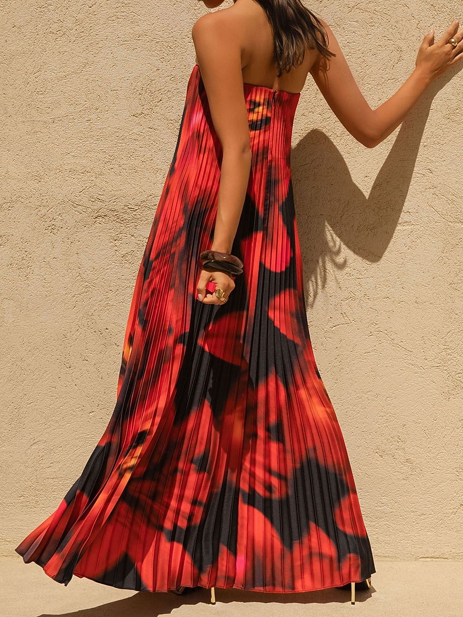 Per donna Abito lungo maxi Vestito da Festa Abito a corsetto Abito da Cocktail Elegante Moda Moderno Festa serale Feste Occasione speciale Vestibilità regolare Floreale Senza Maniche Senza Spalline del 2026 a $41.99 –P5