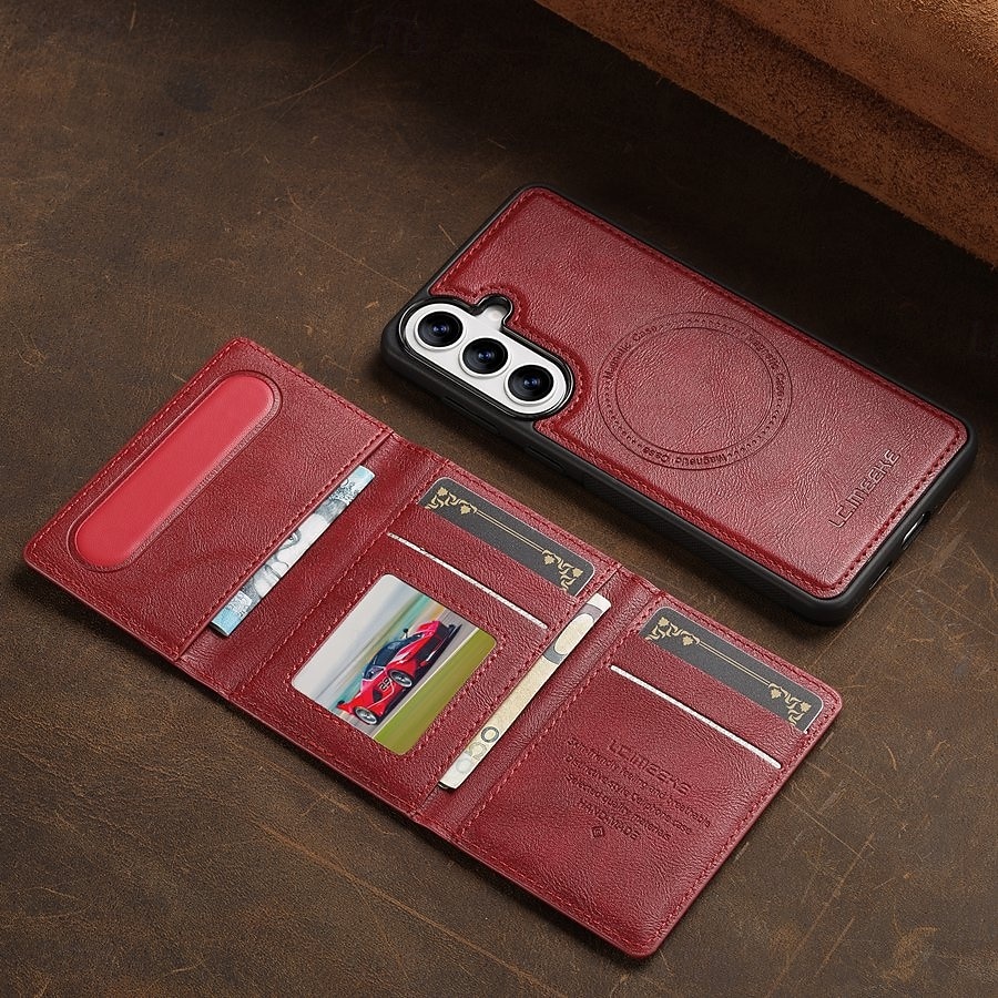 teléfono Funda Para Samsung galaxia S26 S26 Plus S26 Ultra Tarjetas billetera Magnética Soporte de carga inalámbrica Ranura para tarjetas Retro Cuero de PU 2026 - $26.99 –P5