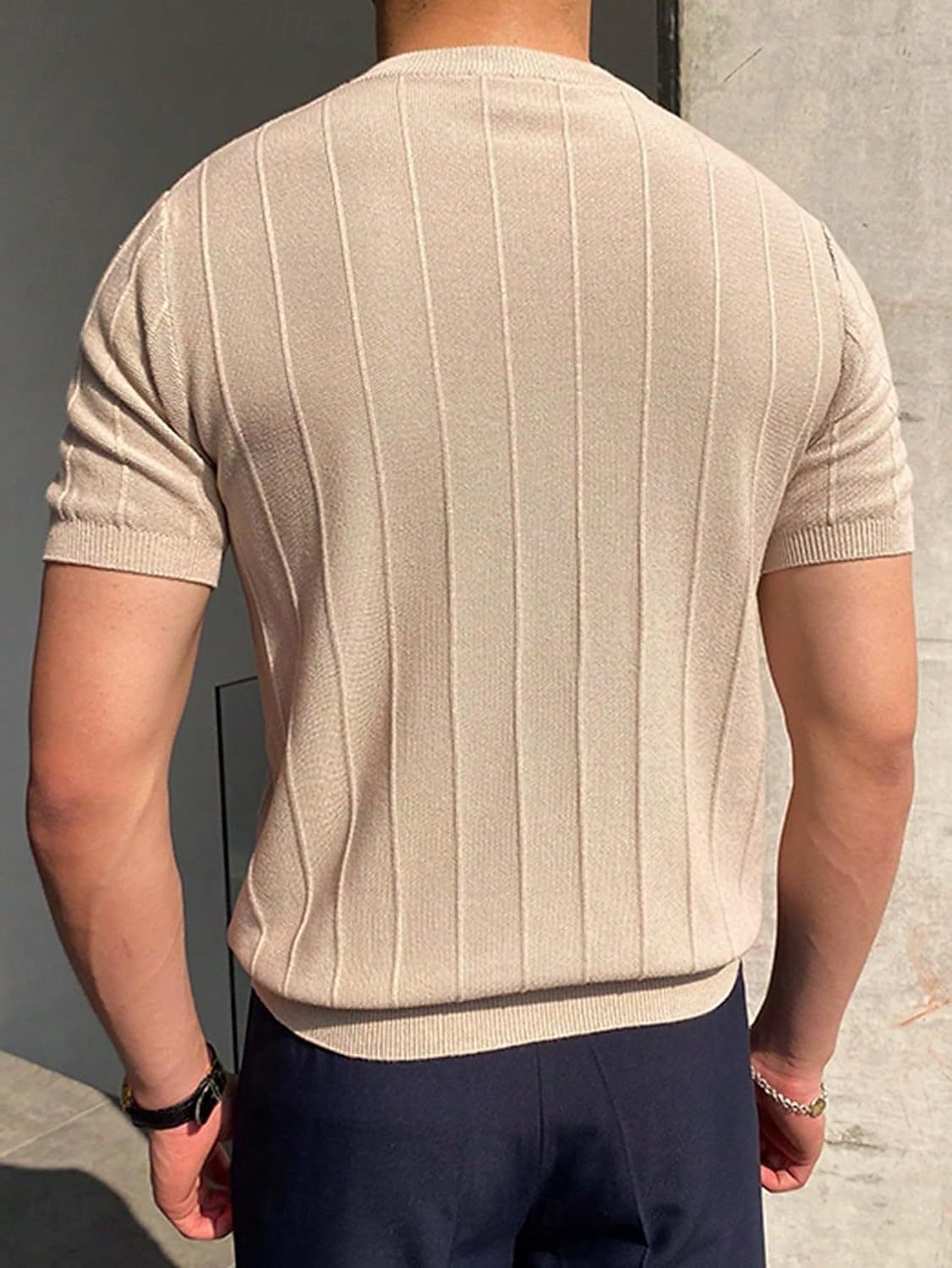 Муж. Трикотажная футболка в рубчик Футболка С короткими рукавами Короткие рукава Вырез под горло Лето Весна Все сезоны Полотняное плетение Текстура Мода Оригинальный рисунок Классический Мягкий 2026 - $25.99 –P2