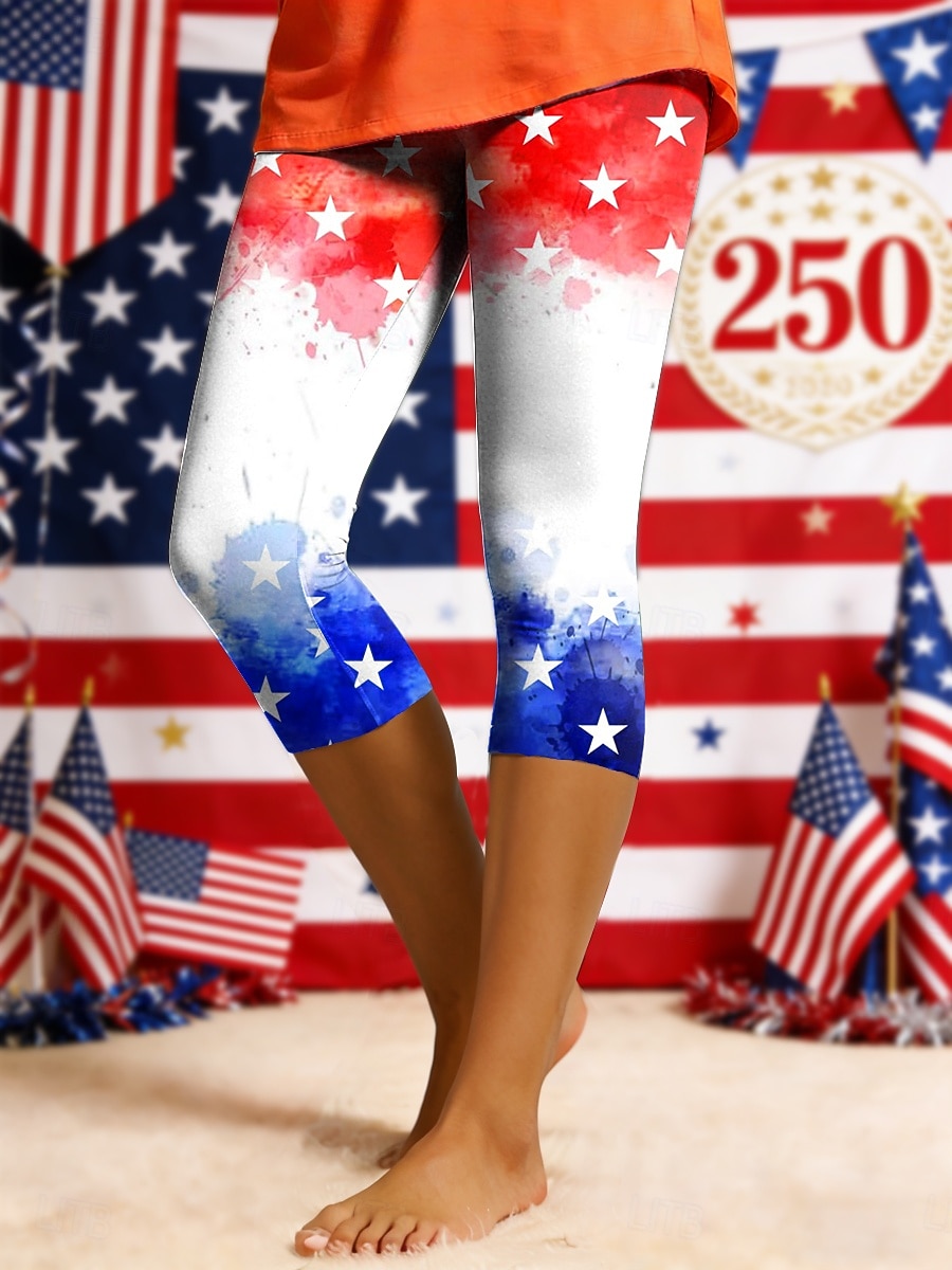 בגדי ריקוד נשים חותלות חופשה אופנתי יום יומי קפריס מותניים גבוהיםPantsיום העצמאות האמריקאי גראפי דגל אמריקה דפוס קומפורט רך נוח סטרצ'י (נמתח) יומי רחוב חגים פול לבן אודם קיץ אביב גזרה צרה 2026 - $21.99 –P2