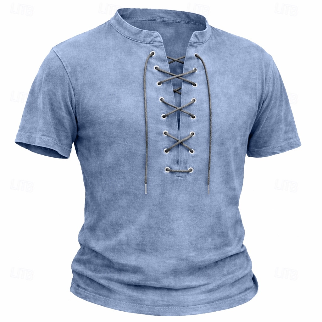 Homens Camisa Henley Camisa 100% algodão com lavagem ácida Manga Curta Tecido Vintage Retro Vintage Casual Estilo vintage Angustiado Henley Casual Primavera Verão Verão Primavera Cinzento Verde de 2026 por $30.99 –P8
